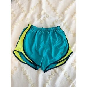 Nike Turquoise & Lime Green Dry Tempo Shorts